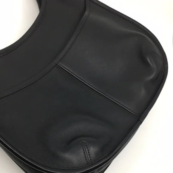 Vintage Coach Ergo Pocket Zip 9033 Black Glove-Tanned Leather Shoulder Bag Hobo - Picture 16 of 17